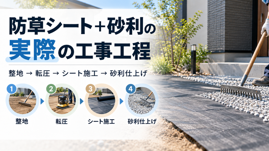 防草シート＋砂利の実際の工事工程