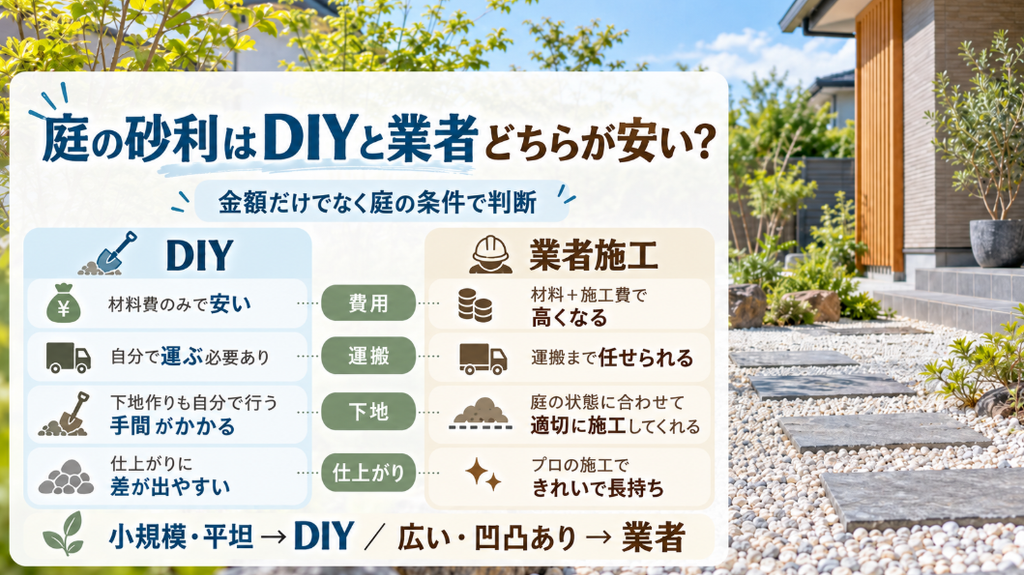 庭の砂利はDIYと業者どちらが安い？
